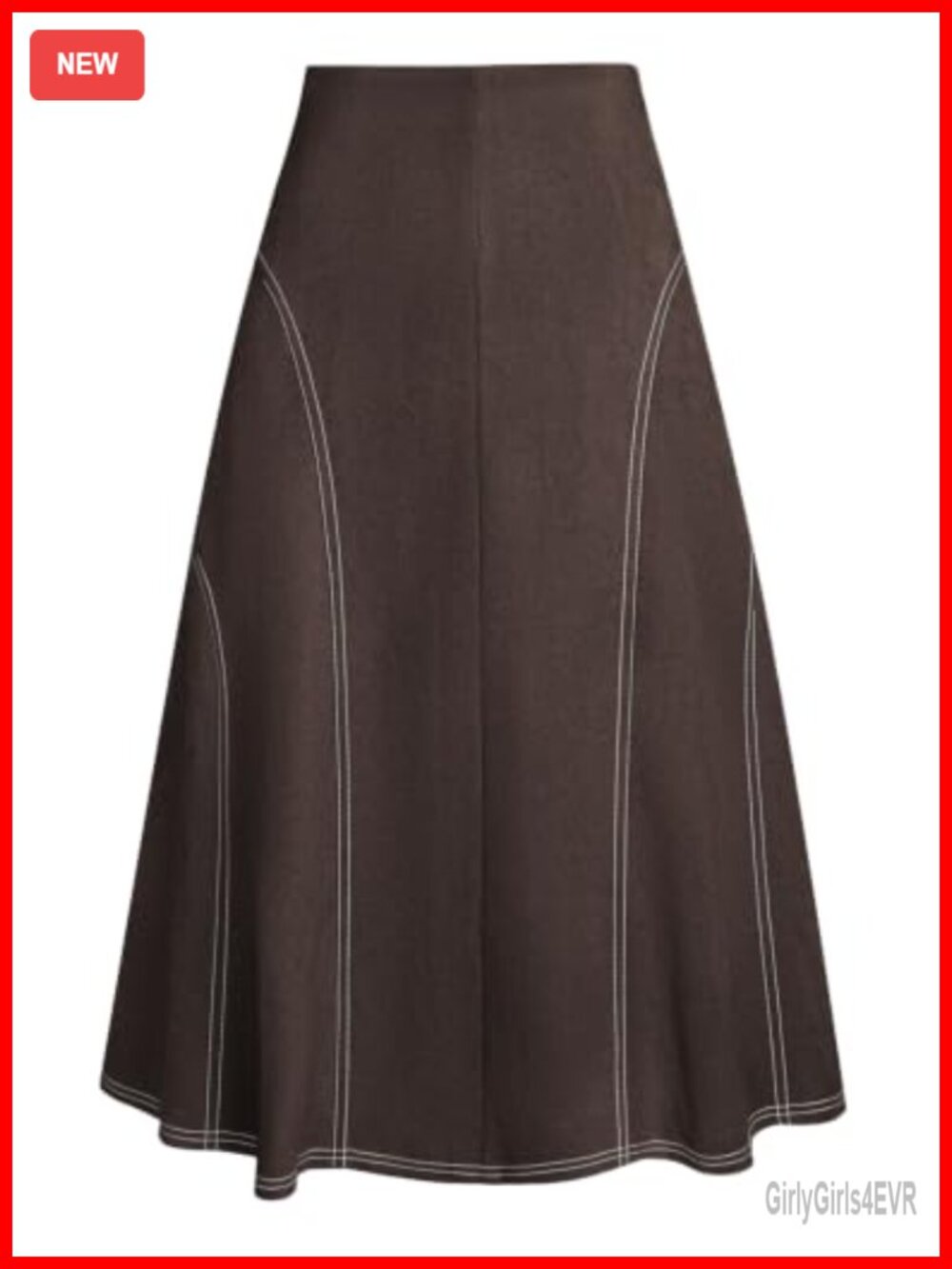 Faux Suede Midi Skirt High Waist A-Line Fall Winter
